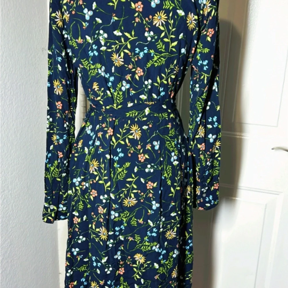 J. Jill Dark Blue Floral Long Sleeve Dress - Picture 6 of 10